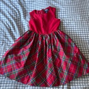 Lands' End Red Plaid Formal Dress